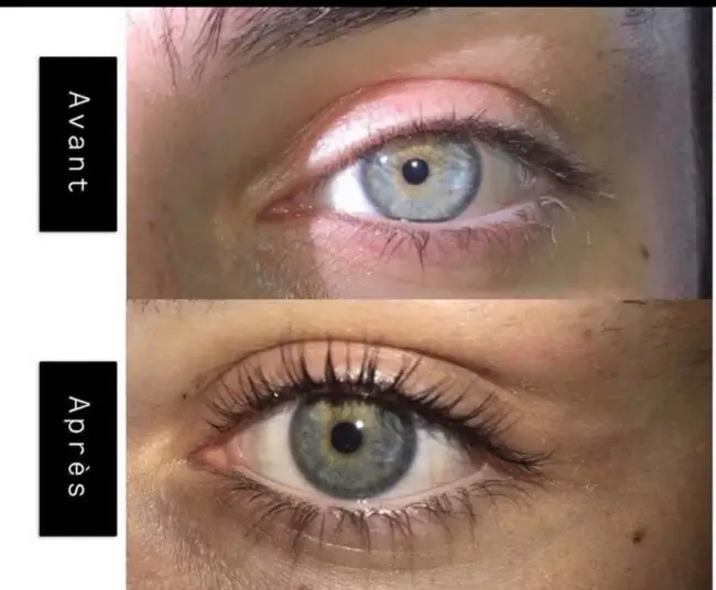 Description d&rsquo;un Rehaussement de Cils avec Teinture – Avant et Après